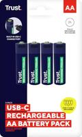 Trust Via USB-C oplaadbare AA-batterijen (4 stuks) Batterij Blauw - thumbnail