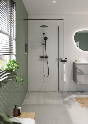 Saqu Modulo inloopdouche incl. antikalk 100x210cm met handdoekhouder mat zwart
