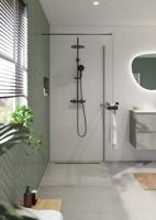 Saqu Modulo inloopdouche incl. antikalk 100x210cm met handdoekhouder mat zwart - thumbnail