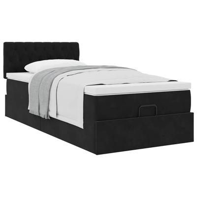 Ottoman bed met matras 90x200cm fluweel zwart