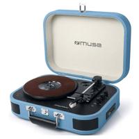 Muse MT-201 BTB Retro platenspeler met Bluetooth, ingebouwde stereoluidsprekers en USB (RCA-uitgang, AUX-ingang, hoofdtelefoonaansluiting), blauw - thumbnail