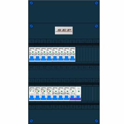 SEP 11 groepenkast 11 installatieautomaat 16A 30mA + kookgroep B16 3 aardlek CHB24 230V 1 fase
