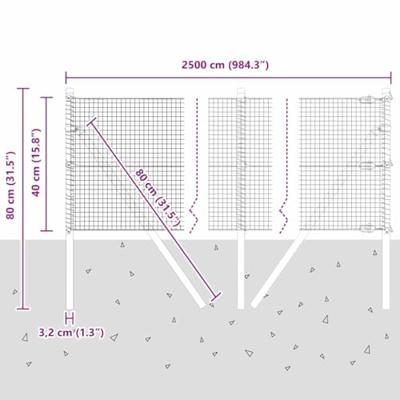 VidaXL Afrasteringspaal grijs 25 x 0,4 m (19 x 19 mm gaas)