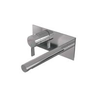 Brauer Chrome Edition Inbouw Wastafelmengkraan met Rechte Uitloop en Afdekplaat Model E2 Chroom - thumbnail