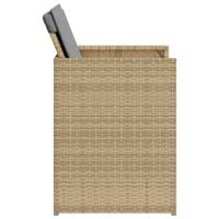 Tuinstoelen 4 st met kussens poly rattan gemengd beige - thumbnail