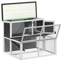 VidaXL Konijnenhok 102x90x84,5 cm massief grenenhout grijs - thumbnail