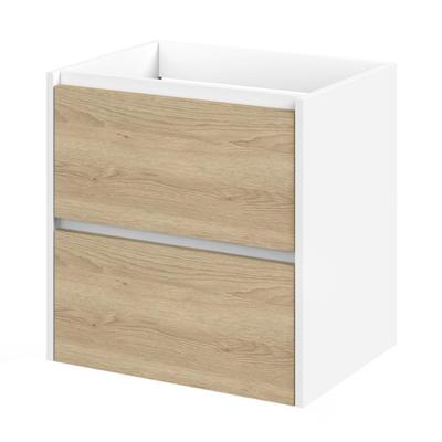 Tiger Reverse Meubelset 60 cm met 2 lades Naturel eik - Mat wit incl Oval wastafel Hoogglans wit - 800307