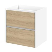 Tiger Reverse Meubelset 60 cm met 2 lades Naturel eik - Mat wit incl Oval wastafel Hoogglans wit - 800307 - thumbnail