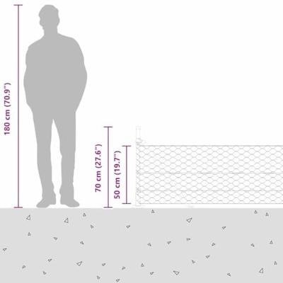 VidaXL Afrasteringspaal grijs 25 x 0,5 m (50 mm gaas) staal