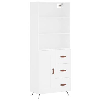 Hoge kast 69,5x34x180 cm bewerkt hout wit