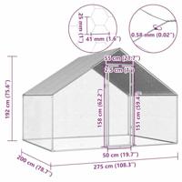 Buitenhok voor kippen 2,75x2x2 m gegalvaniseerd staal - thumbnail