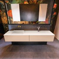 Badkamermeubelset Mondiaz Erin 200 cm met 2 Lades met RIDGE Wastafel Links Linen Zonder Kraangaten Greeploos Mat Rosee - thumbnail