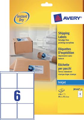 Etiket Avery J8166-25 99.1x93.1mm wit 150 etiketten