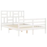 Bedframe met hoofdbord massief hout wit - thumbnail