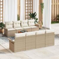 Tuinbankenset met kussen 9 pcs Beige poly rattan - thumbnail