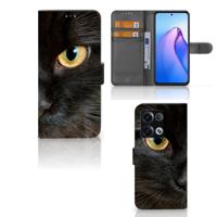 OPPO Reno8 Pro | Telefoonhoesje | Met pasjeshouder | Zwarte Kat - thumbnail