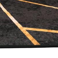 VidaXL Vloerkleed wasbaar anti-slip 80x150 cm zwart en goudkleurig - thumbnail