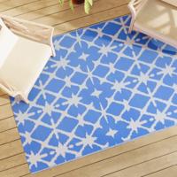 VidaXL Buitenkleed arakil 140x200 cm polypropeen blauw en wit - thumbnail