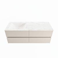MONDIAZ VICA-DLUX 130cm badmeubel onderkast Linen 4 lades. Inbouw wastafel CLOUD links 1 kraangat, kleur Ostra. - thumbnail
