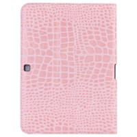 krokodil structuur lederen hoesje met houder voor Samsung Galaxy Tab 4 10.1 / SM-T530 (roze) - thumbnail