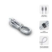 SUBBLIM Optimus USB-C naar USB-C kabel, 60 W, 1 m, gevlochten nylon, wit - thumbnail