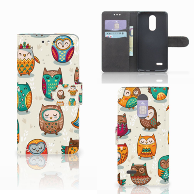 LG K4 (2017) Telefoonhoesje met Pasjes Vrolijke Uilen