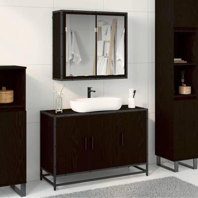 Badkamermeubelset met opslag 2 pcs Zwart eiken 90 x 33 x 60 cm