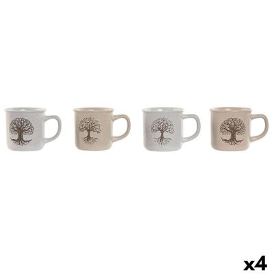 Mok Home ESPRIT Wit Beige Traditioneel Levensboom 330 ml (4 Stuks) Mok Home ESPRIT Wit Beige Traditioneel Levensboom 330 ml (4 Stuks)
