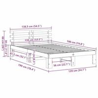 Bedframe met hoofdeinde Wit 135 x 190 cm Massief grenenhout - thumbnail