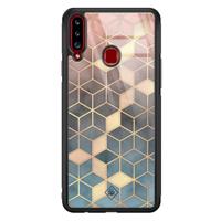 Samsung Galaxy A20s glazen hardcase - Cubes art - thumbnail
