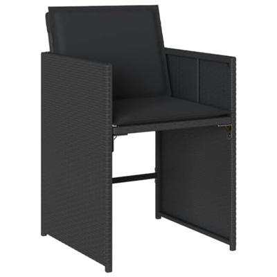 Tuinstoelen 4 st met kussens poly rattan zwart - thumbnail