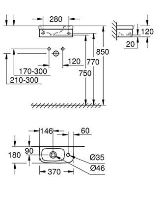 Grohe Euro Keramiek Fontein 37x18 cm met Kraangat en Overloop Wit