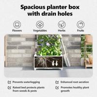 VidaXL Tuin bloempot wit 40 x 40 x 125,5 cm staal - thumbnail