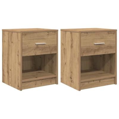 Nachtkastjes 2 st met lade 40x34x50 cm artisanaal eikenkleurig