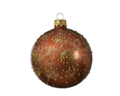 Kerstbal Glas Glitter Tak Ø8cm Terra Bruin 1st Kerstbal Glas Glitter Tak Ø8cm Terra Bruin 1st