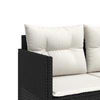 5-delige Loungeset met kussens poly rattan zwart - thumbnail