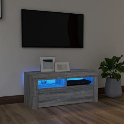 Tv-meubel met LED-verlichting 90x35x40 cm grijs sonoma eiken