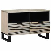 TV-kast met lade Wit 70 x 33 x 46 cm massief mangohout - thumbnail