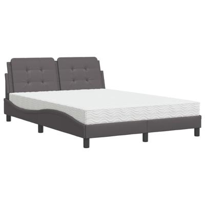 Bed met matras kunstleer grijs 140x200 cm