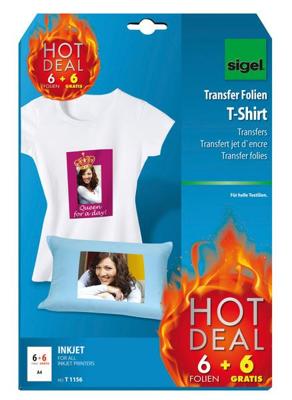 Sigel SI-T1156 Inkjetfolie A4 Transfer Blanco 6 Stuks Voor Lichte Kleding/textiel +6 Gratis Sigel SI-T1156 Inkjetfolie A4 Transfer Blanco 6 Stuks Voor Lichte Kleding/textiel +6 Gratis