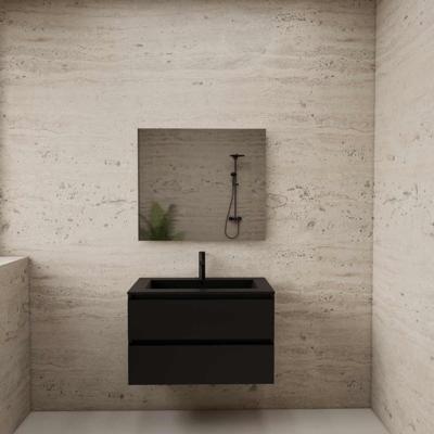 ACTIE BWS Badmeubel | Paris | Mat Zwart 80 cm | Mat Zwart Wastafel | 1 Kraangat