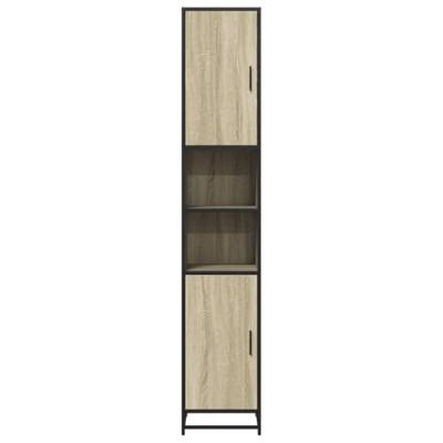 Badkamerkast 35x37,5x188,5 cm hout en metaal sonoma eikenkleur