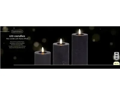 LED Kaarsenset wax 3-delig grijs