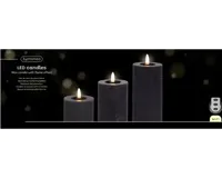 LED Kaarsenset wax 3-delig grijs - thumbnail