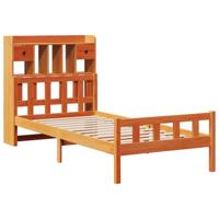 Bed met boekenkast zonder matras grenenhout wasbruin 75x190 cm - thumbnail