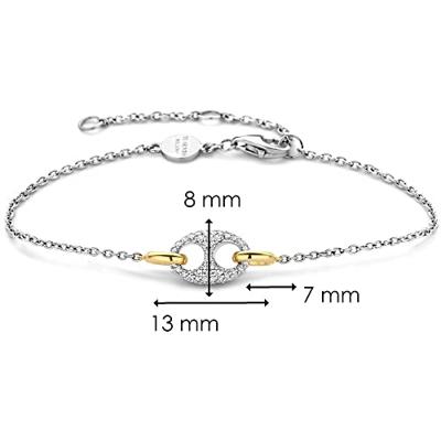 TI SENTO-Milano 2982ZY Armband Koffiebooncharm zilver-zirconia goudkleurig-wit 16-19,5 cm TI SENTO-Milano 2982ZY Armband Koffiebooncharm zilver-zirconia goudkleurig-wit 16-19,5 cm