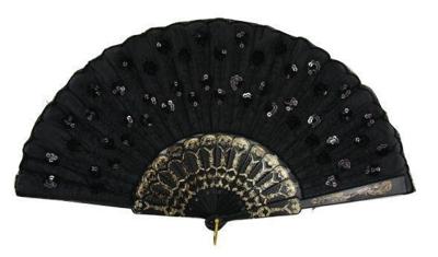 Chinese Waaier pailletten zwart
