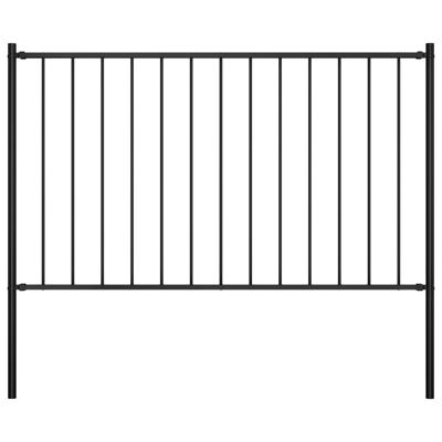 Hekpaneel met palen 1,7x1 m gepoedercoat staal zwart