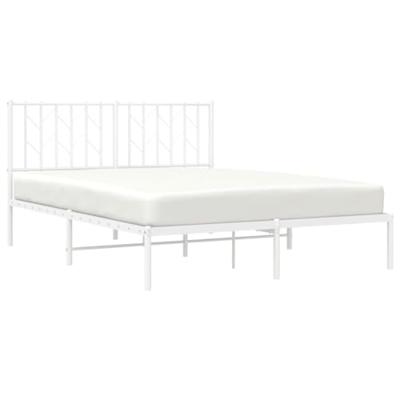 Bedframe met hoofdbord metaal wit 140x190 cm