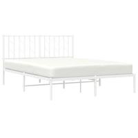 Bedframe met hoofdbord metaal wit 140x190 cm - thumbnail